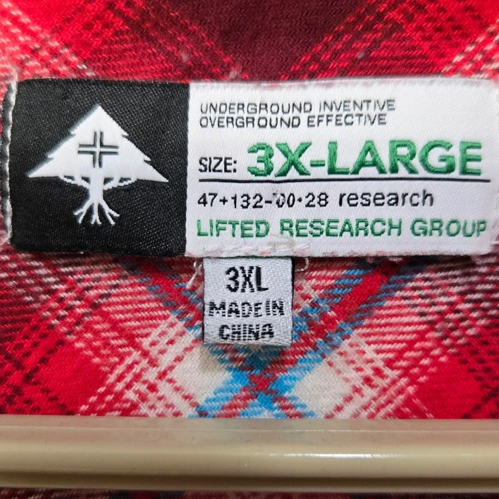 LRG Lifted Research Group Flannel Shirt Shacket 3XL Red Buffalo Plaid Streetwear